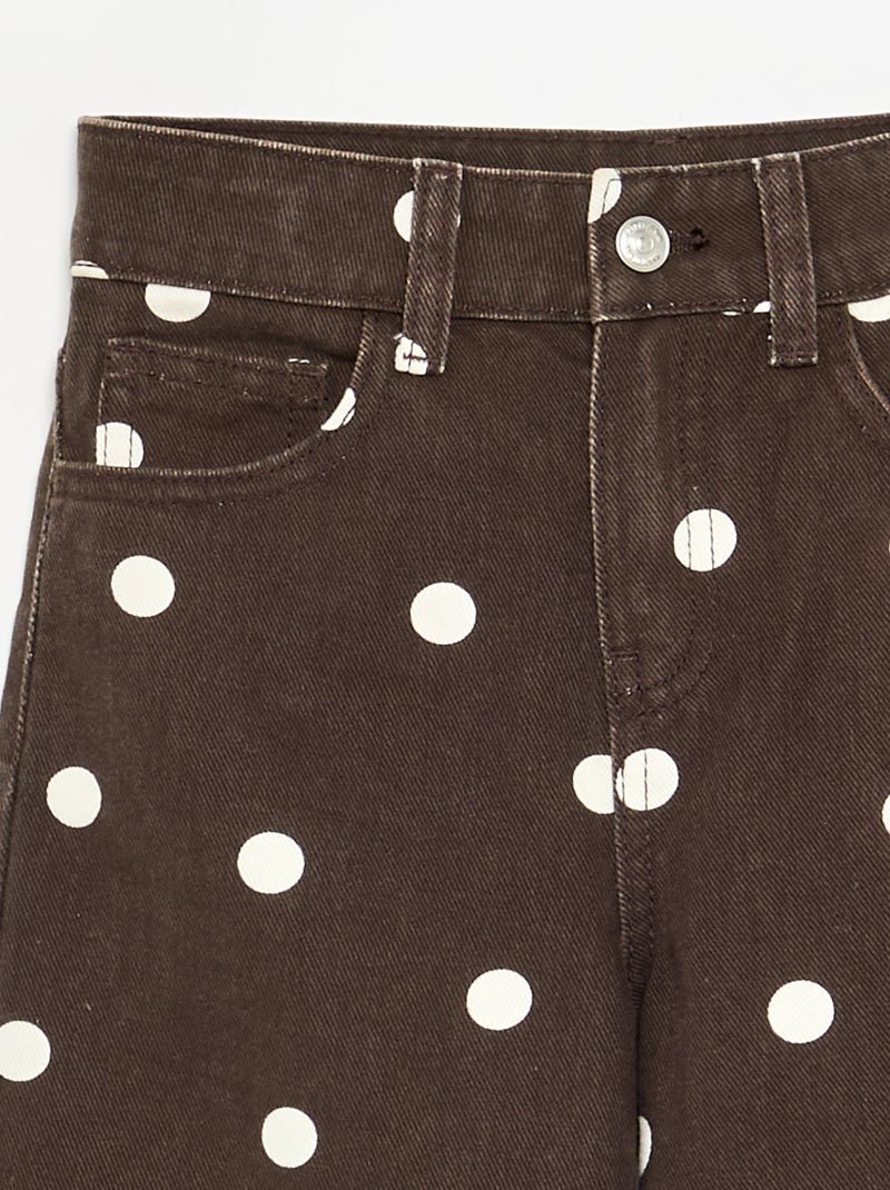 Pantalón vaquero de lunares Marron - Kiabi
