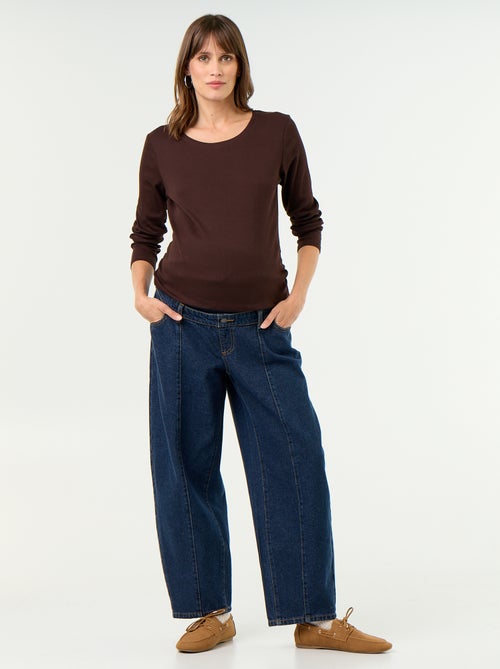 Pantalón vaquero de maternidad corte barrel - Kiabi