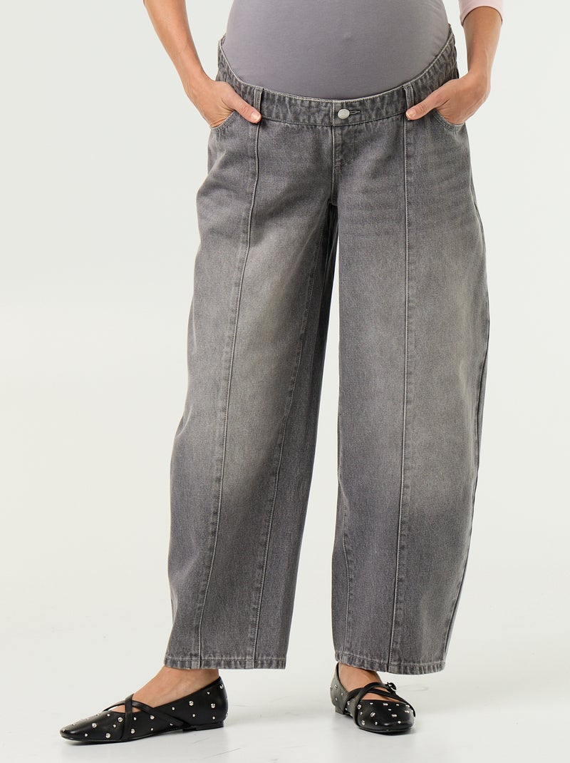 Pantalón vaquero de maternidad corte barrel Gris - Kiabi