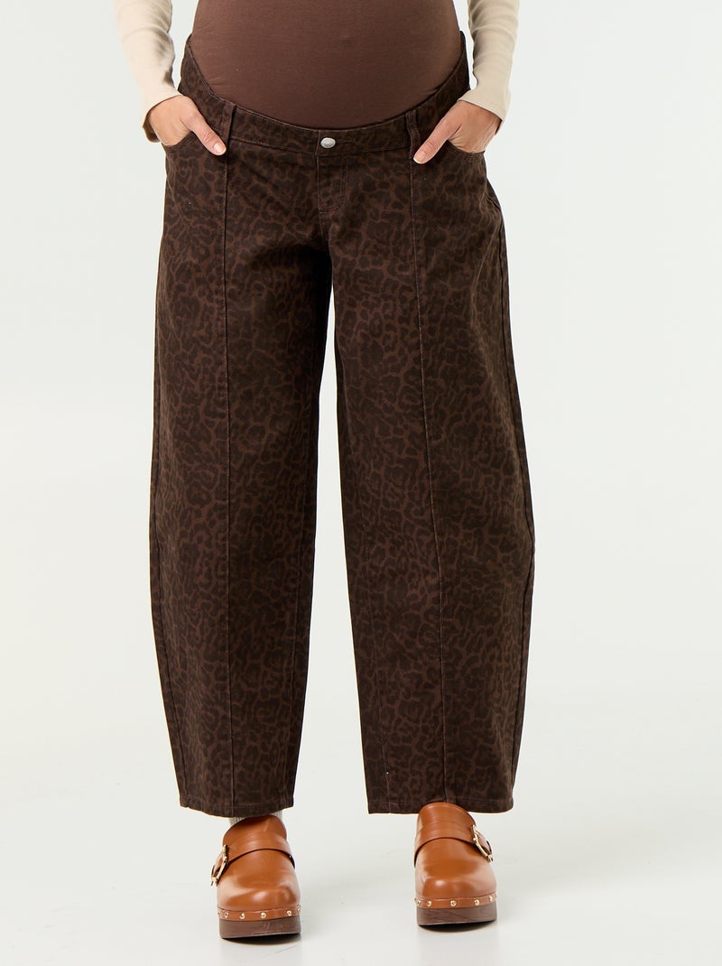 Pantalón vaquero de maternidad corte barrel Marron - Kiabi
