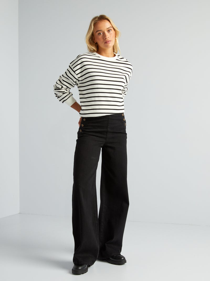 Pantalón vaquero de tiro alto estilo marinero negro - Kiabi