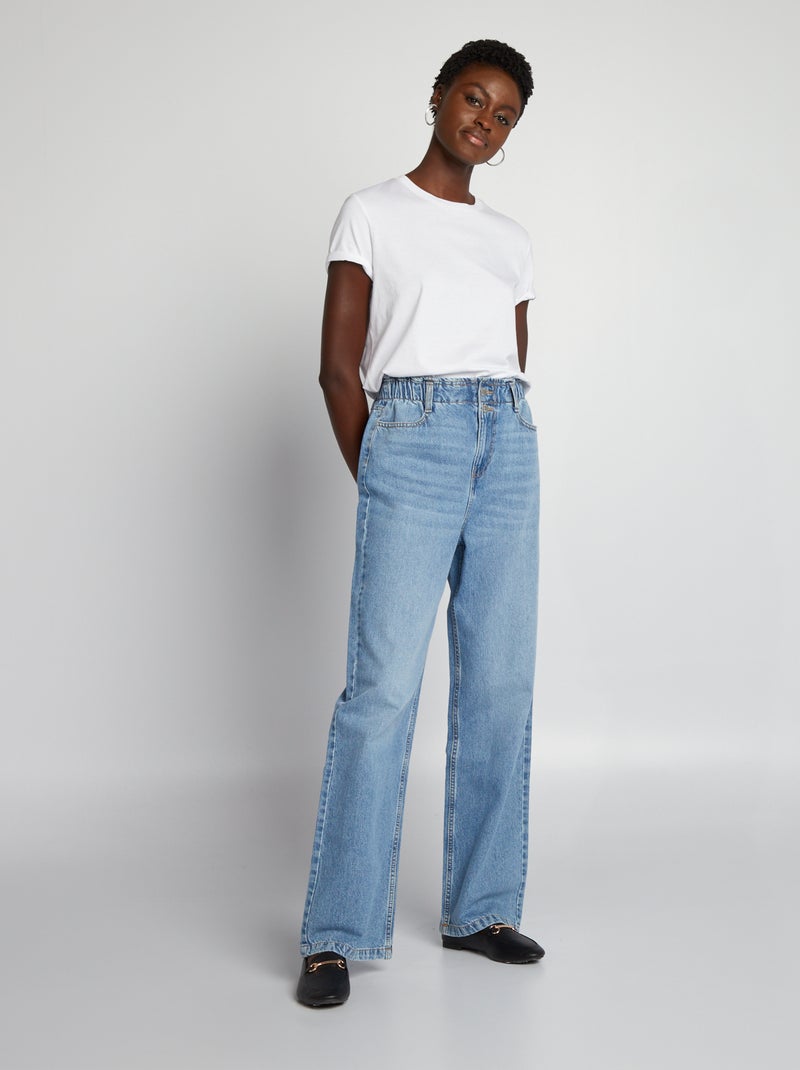 Pantalón vaquero de tiro alto wide leg AZUL - Kiabi