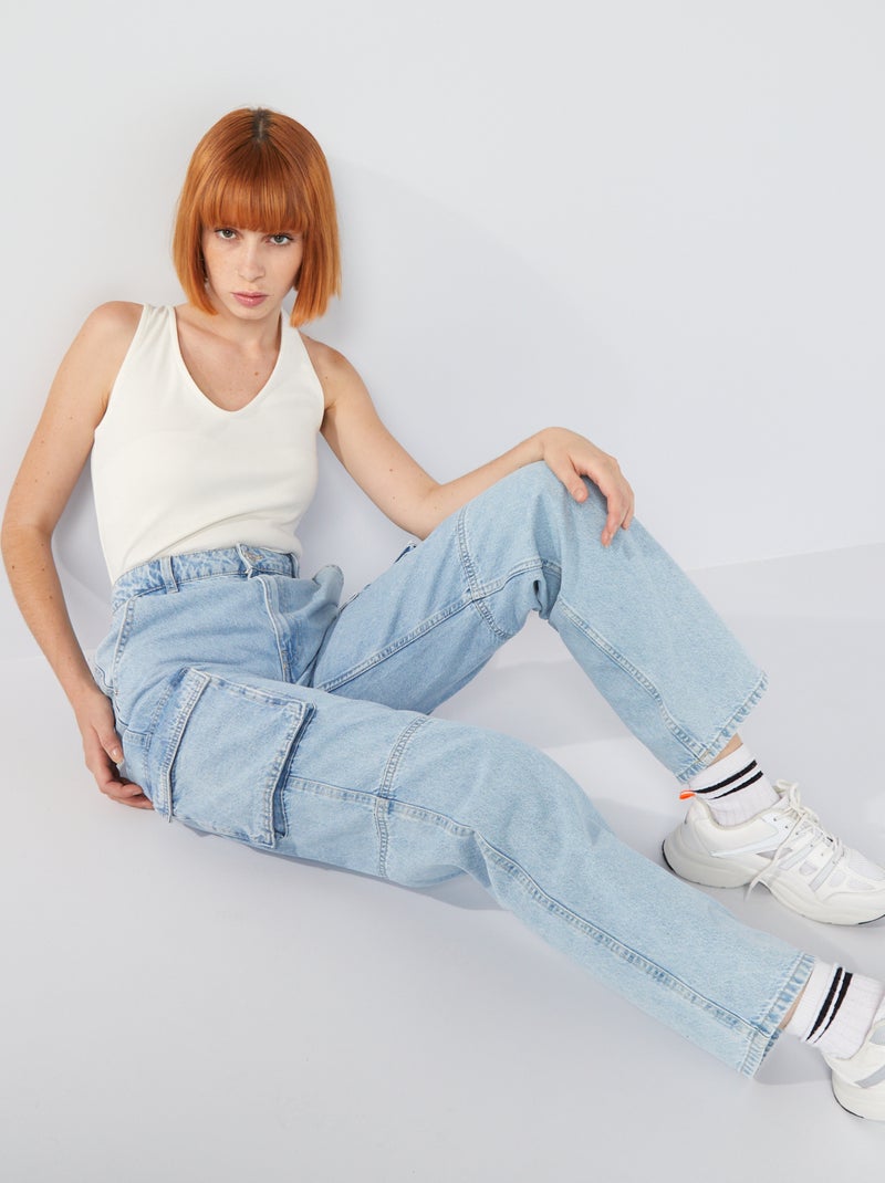 Pantalón vaquero de tiro bajo Azul - Kiabi