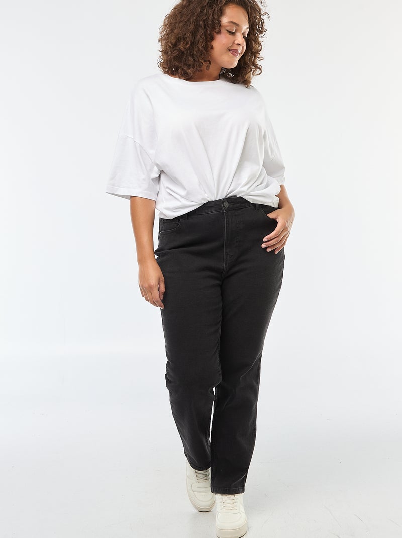 Pantalón vaquero elástico recto Gris - Kiabi