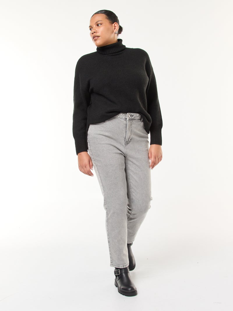 Pantalón vaquero elástico recto Gris - Kiabi