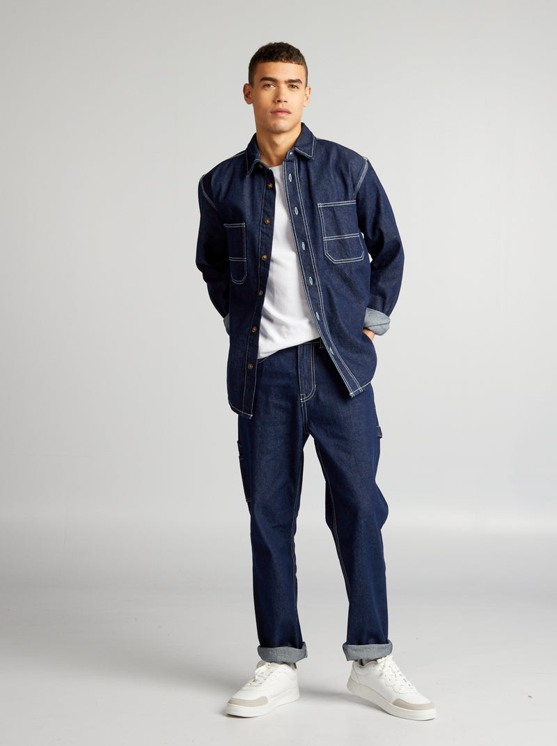 Pantalón vaquero estilo carpintero AZUL - Kiabi