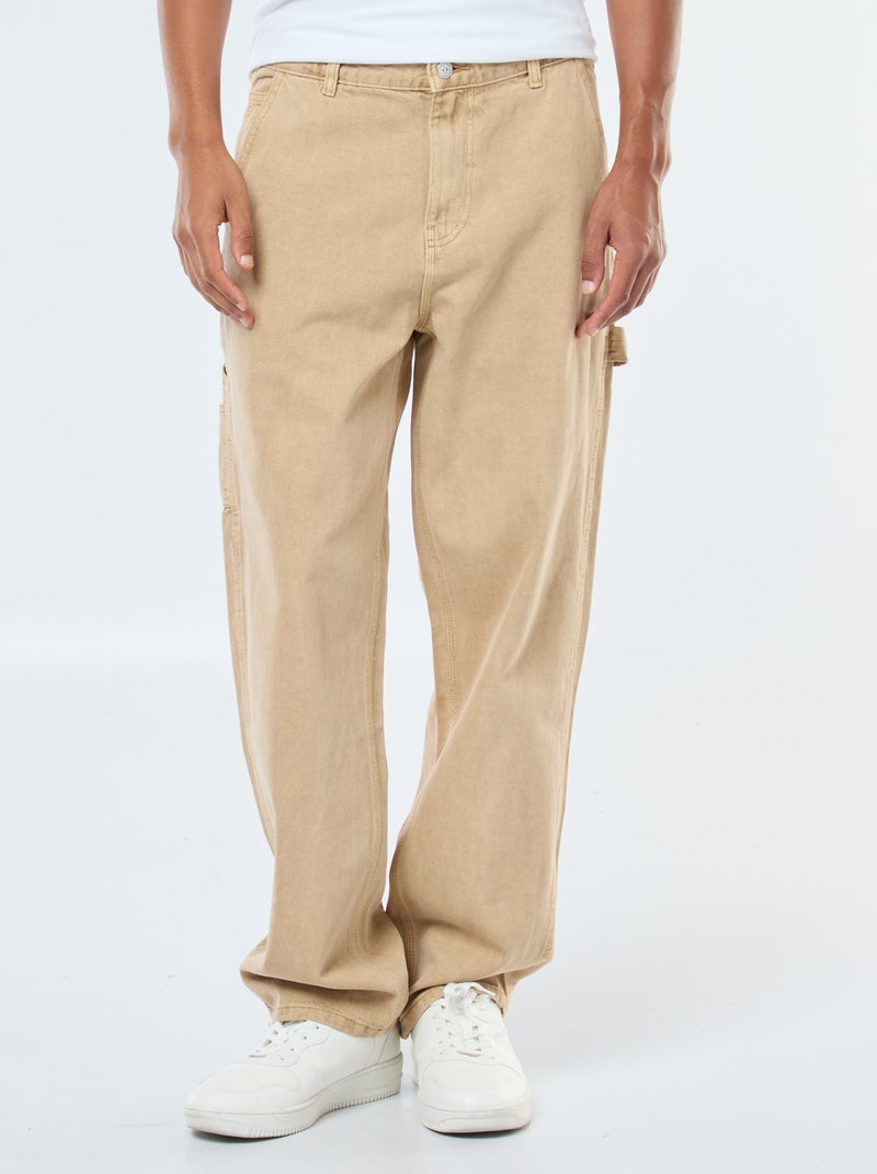 Pantalón vaquero estilo carpintero beige - Kiabi
