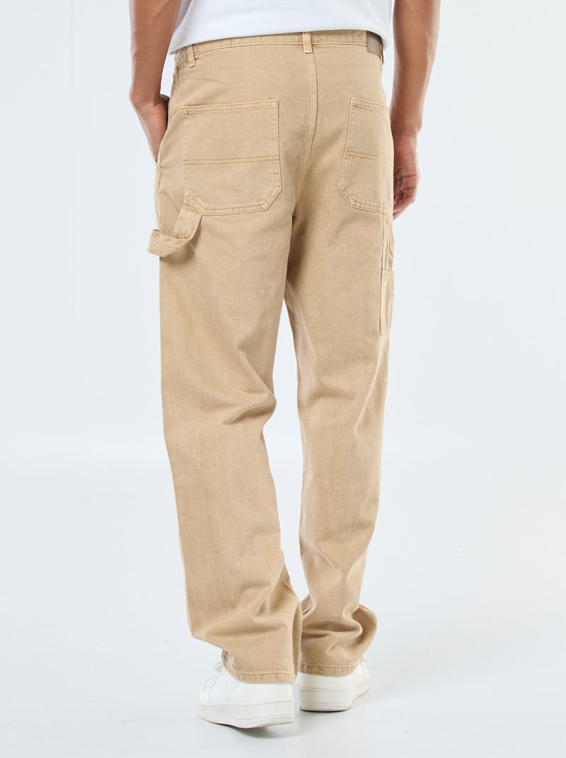 Pantalón vaquero estilo carpintero beige - Kiabi