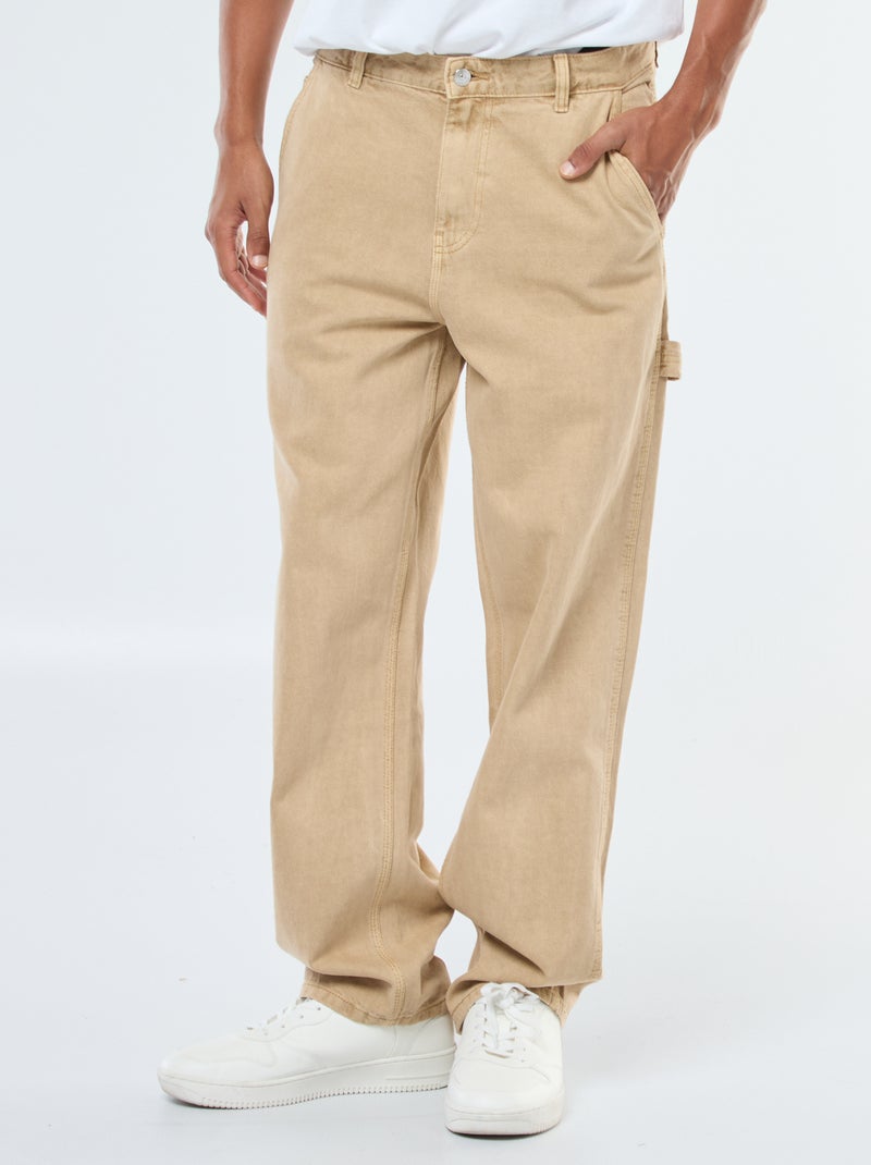 Pantalón vaquero estilo carpintero beige - Kiabi