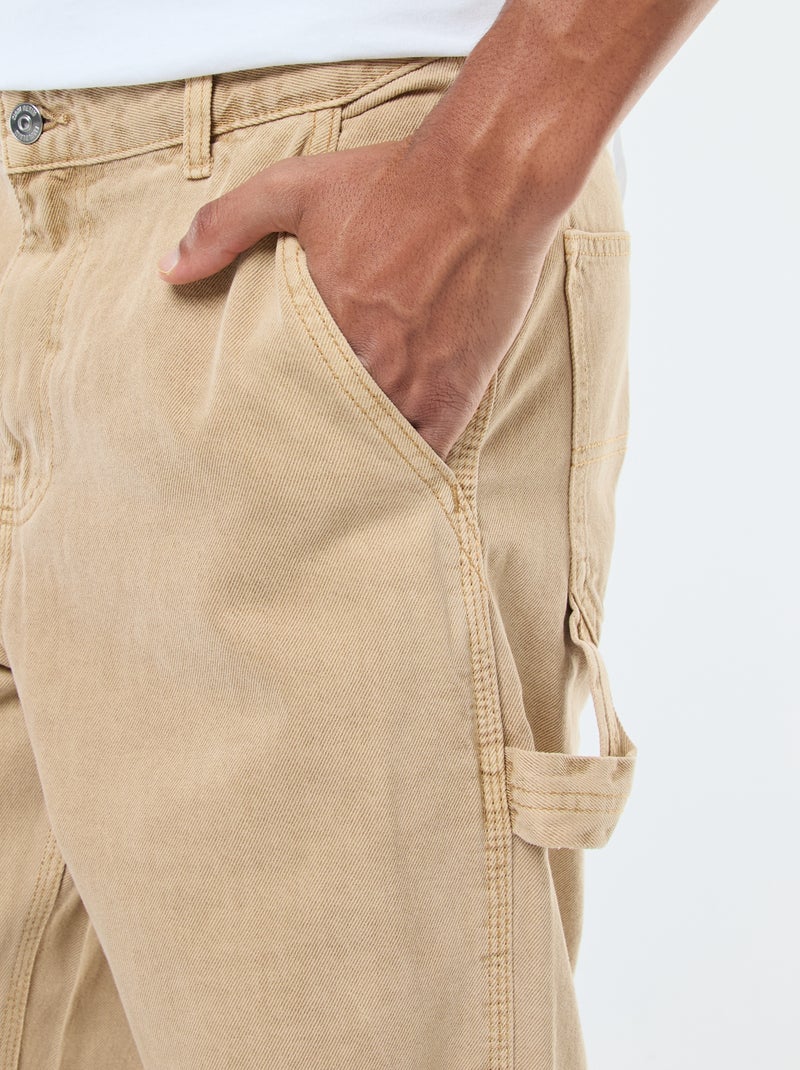 Pantalón vaquero estilo carpintero beige - Kiabi