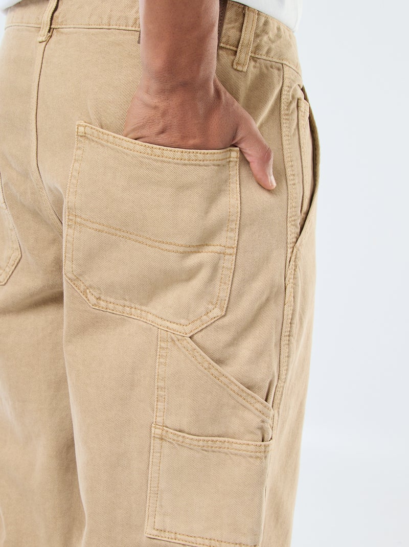 Pantalón vaquero estilo carpintero beige - Kiabi