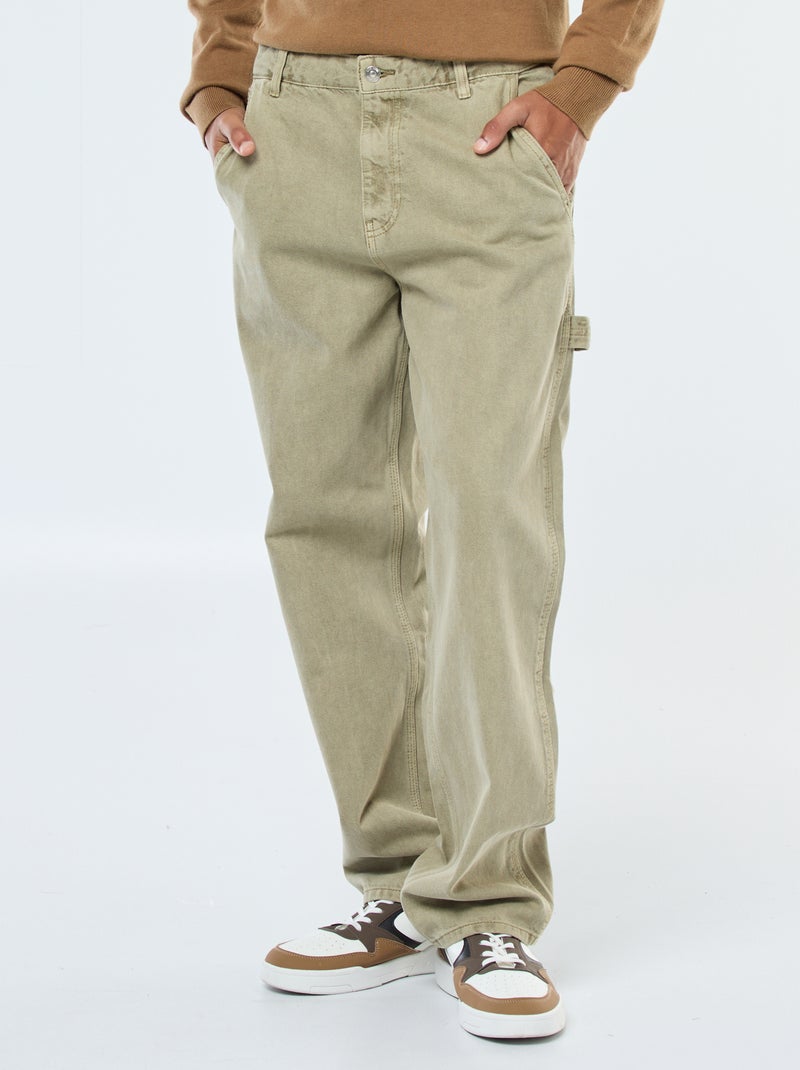 Pantalón vaquero estilo carpintero Kaki - Kiabi