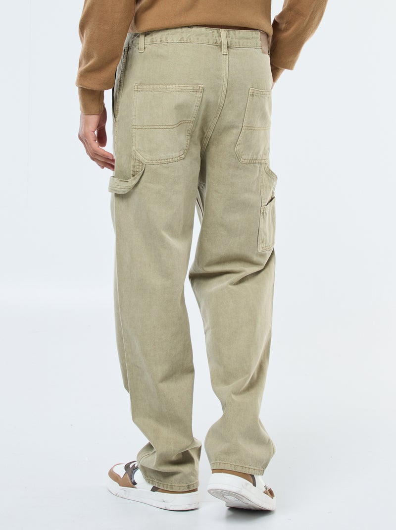 Pantalón vaquero estilo carpintero Kaki - Kiabi