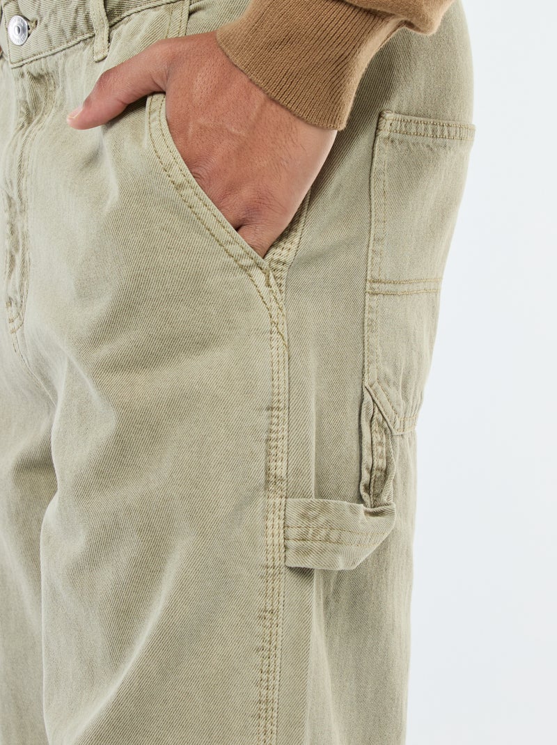 Pantalón vaquero estilo carpintero Kaki - Kiabi