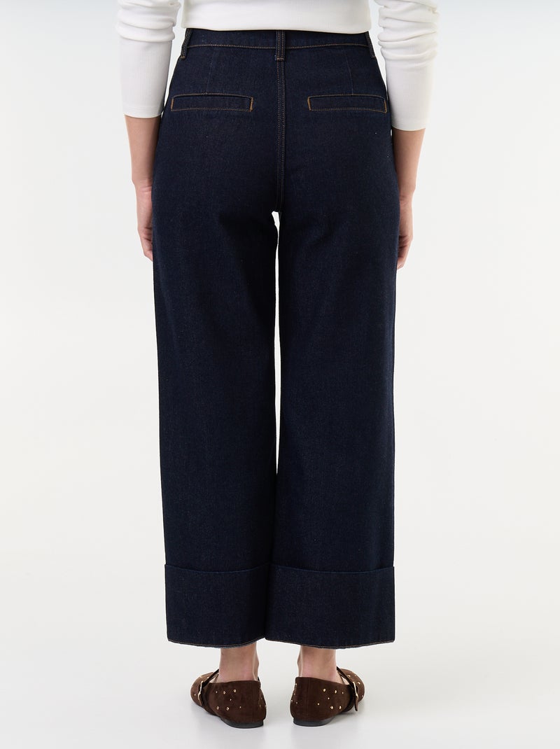 Pantalón vaquero liso con grandes dobladillos en el bajo Azul - Kiabi