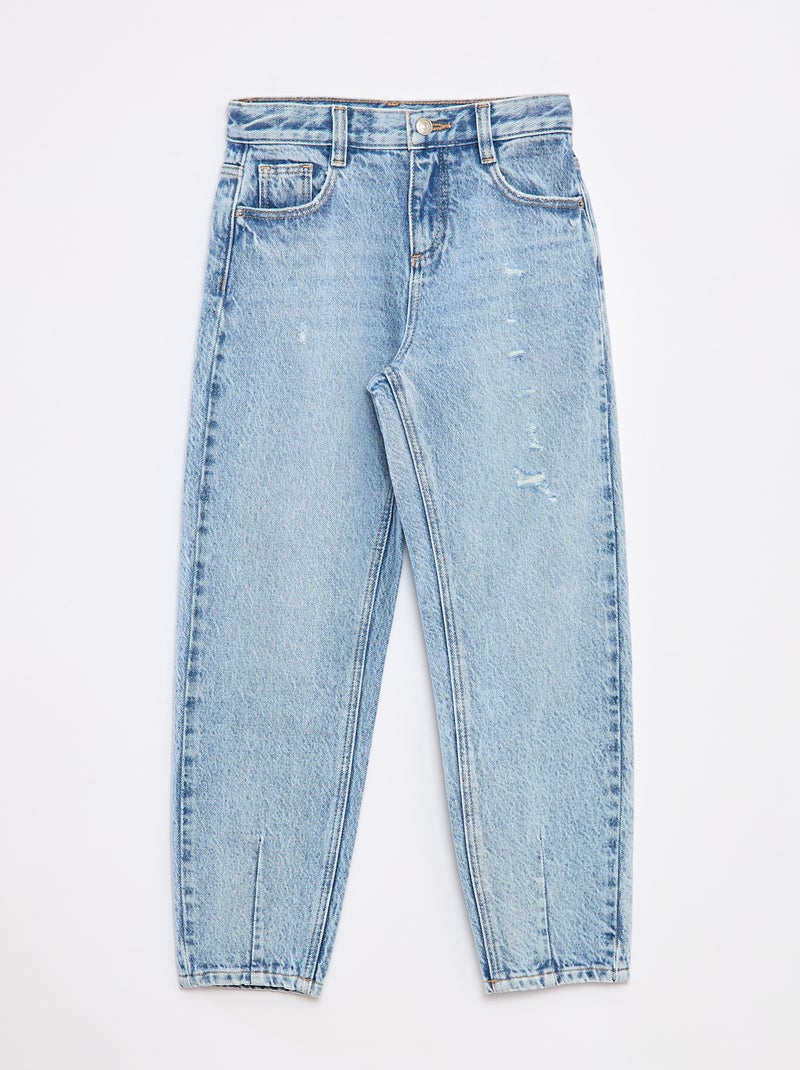 Pantalón vaquero mom con zonas desgastadas Azul - Kiabi