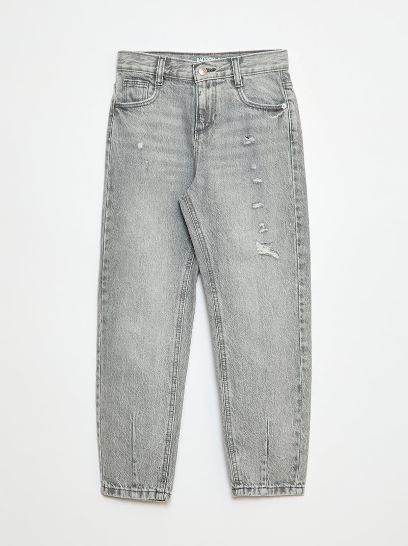 Pantalón vaquero mom con zonas desgastadas Gris - Kiabi