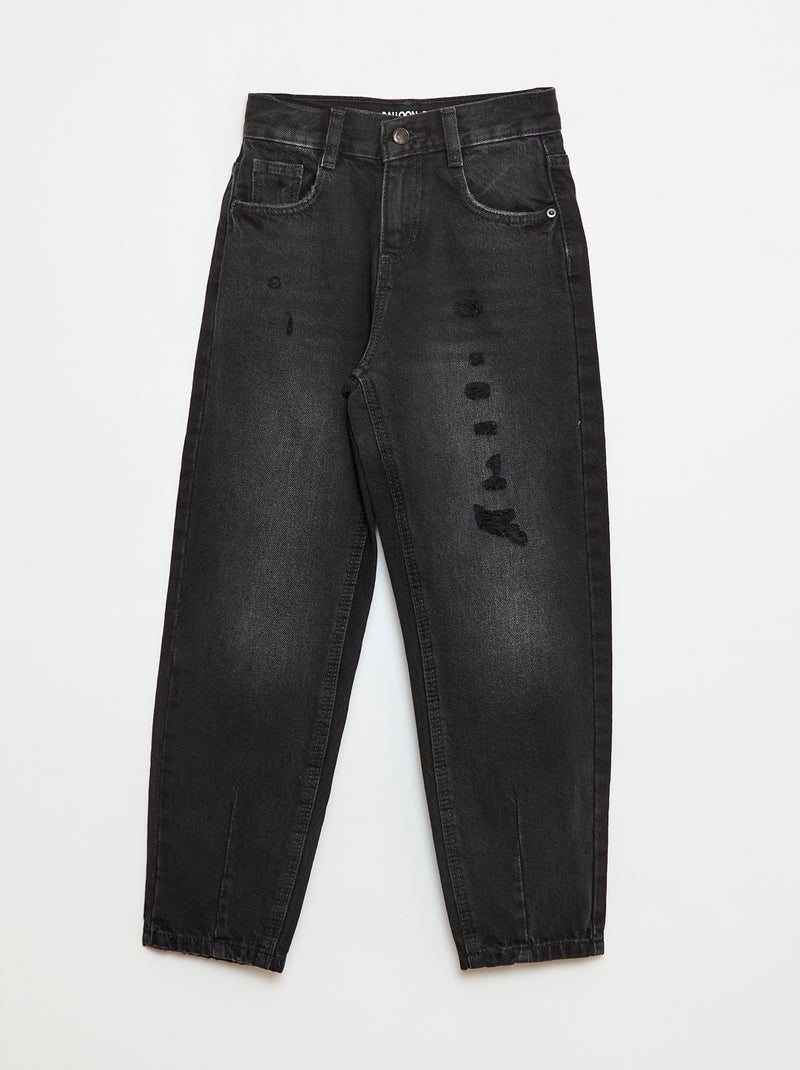 Pantalón vaquero mom con zonas desgastadas Gris - Kiabi