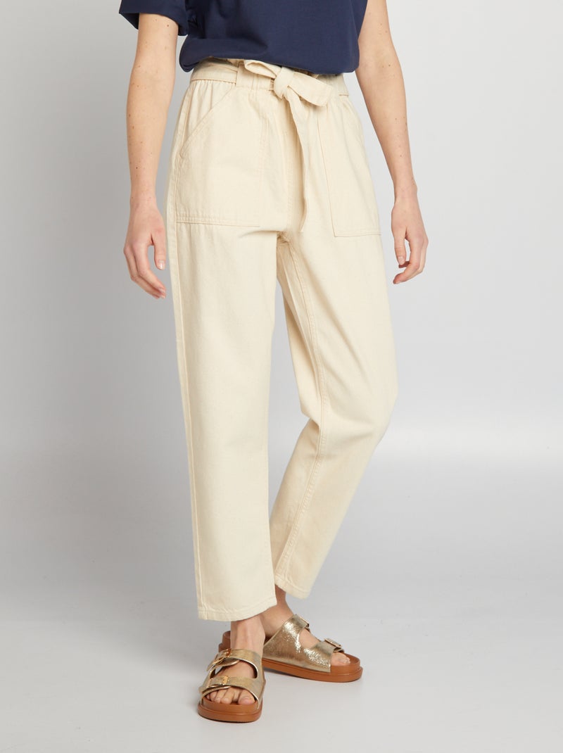 Pantalón vaquero mom fit BEIGE - Kiabi