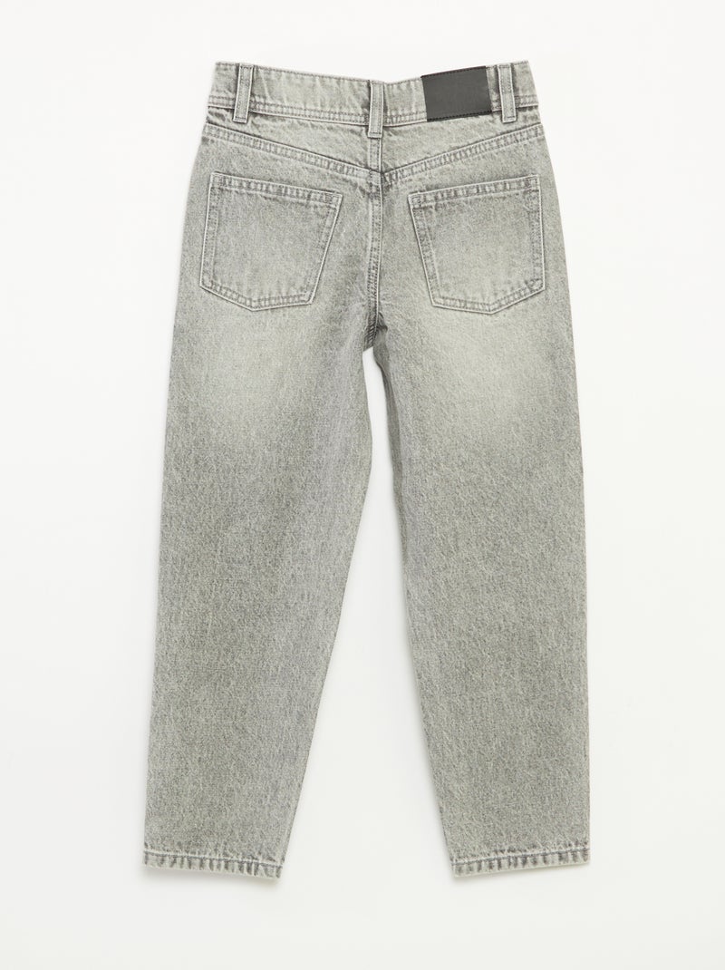 Pantalón vaquero mom fit con strass Gris - Kiabi