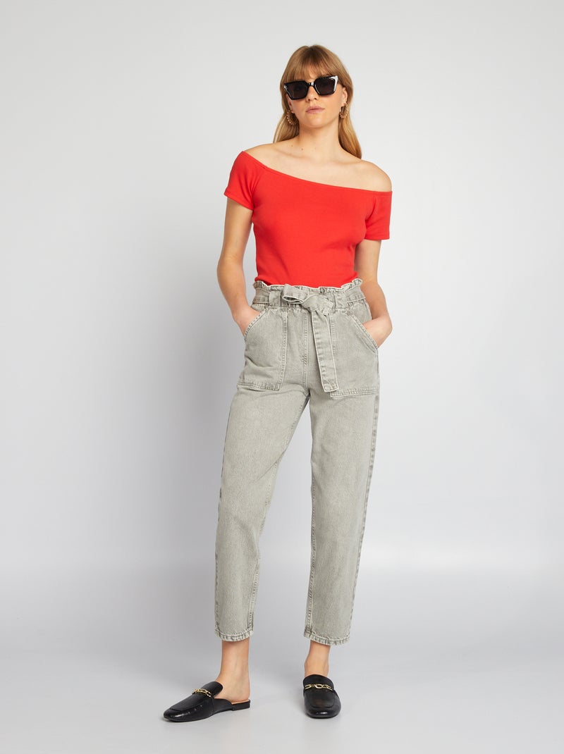 Pantalón vaquero mom fit GRIS - Kiabi