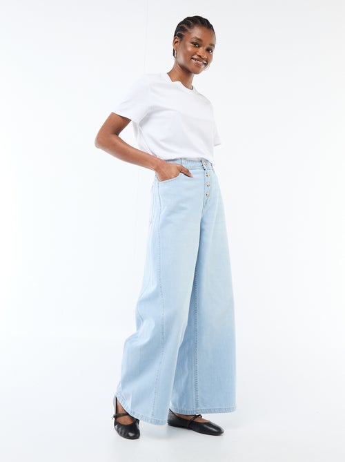 Pantalón vaquero palazzo con detalles - Kiabi