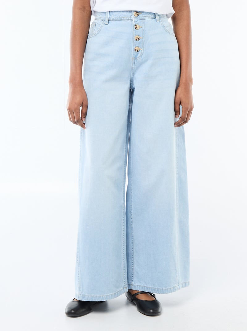 Pantalón vaquero palazzo con detalles Azul - Kiabi