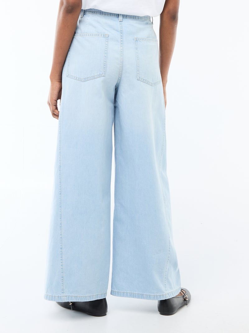 Pantalón vaquero palazzo con detalles Azul - Kiabi