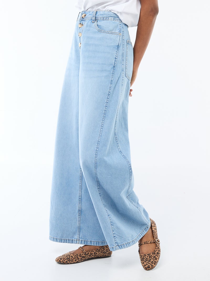 Pantalón vaquero palazzo con detalles Azul - Kiabi