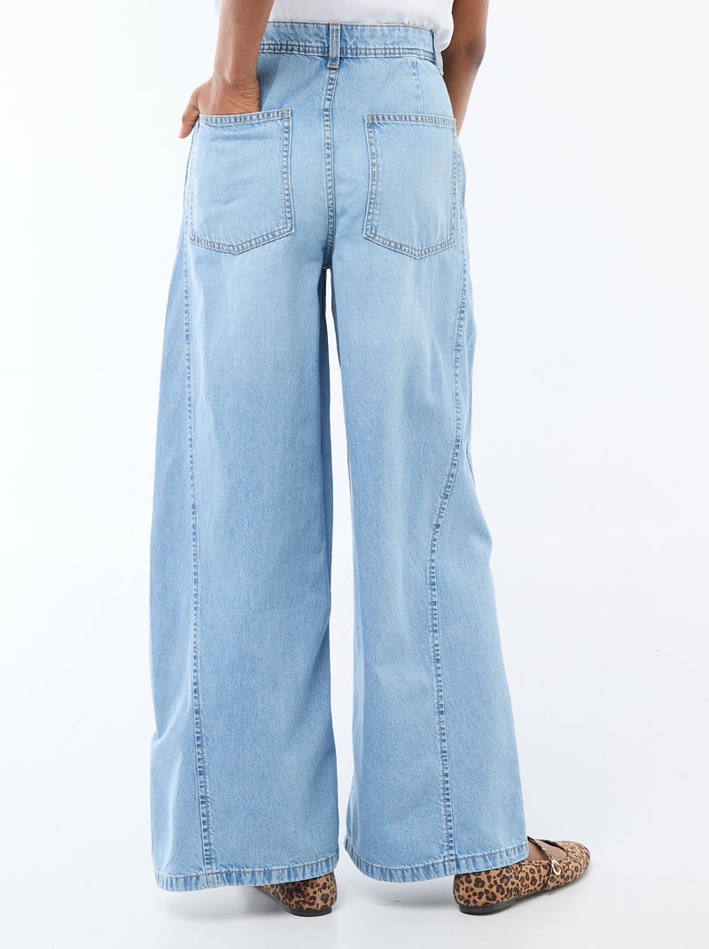 Pantalón vaquero palazzo con detalles Azul - Kiabi