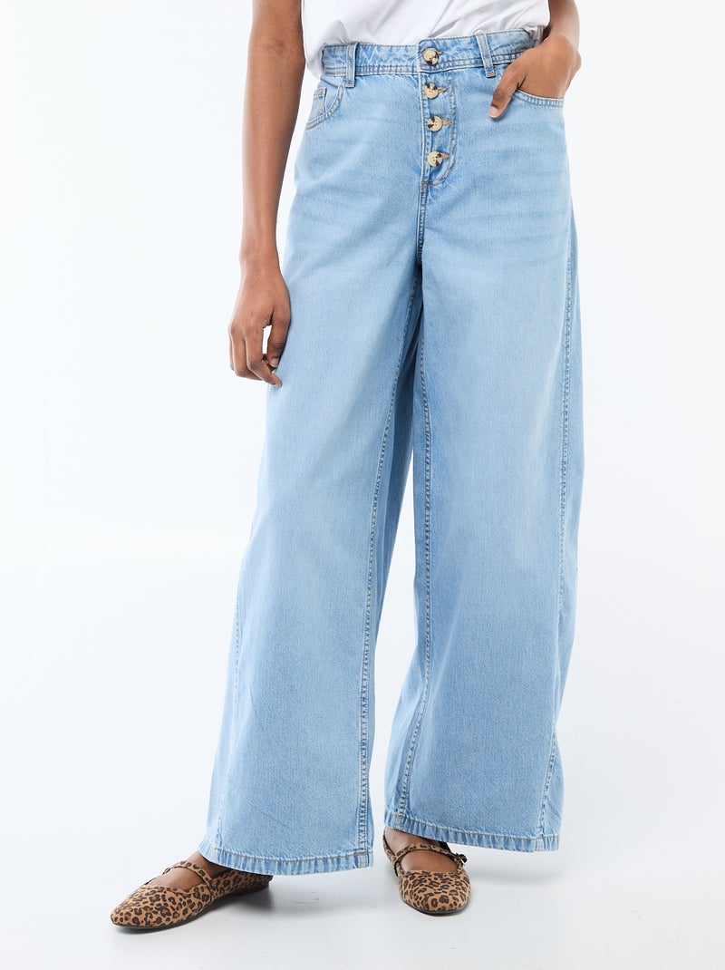 Pantalón vaquero palazzo con detalles Azul - Kiabi