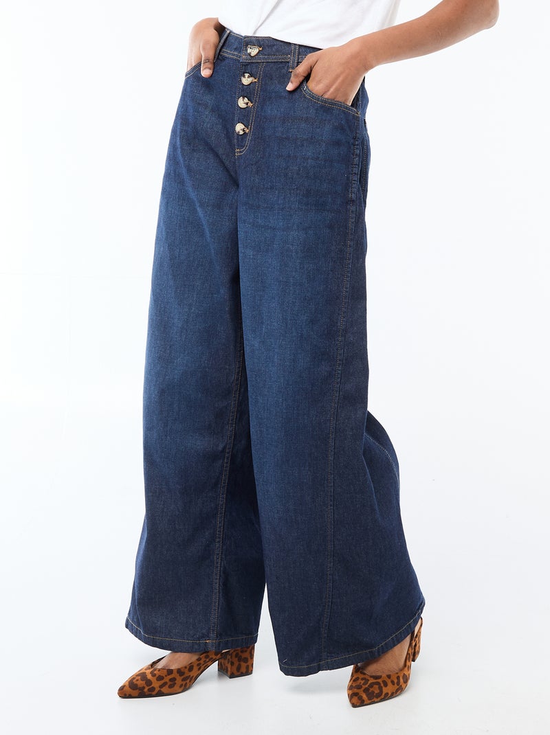 Pantalón vaquero palazzo con detalles Azul - Kiabi