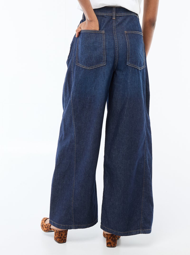 Pantalón vaquero palazzo con detalles Azul - Kiabi