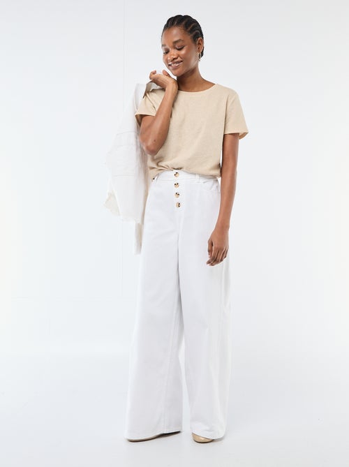 Pantalón vaquero palazzo con detalles - Kiabi