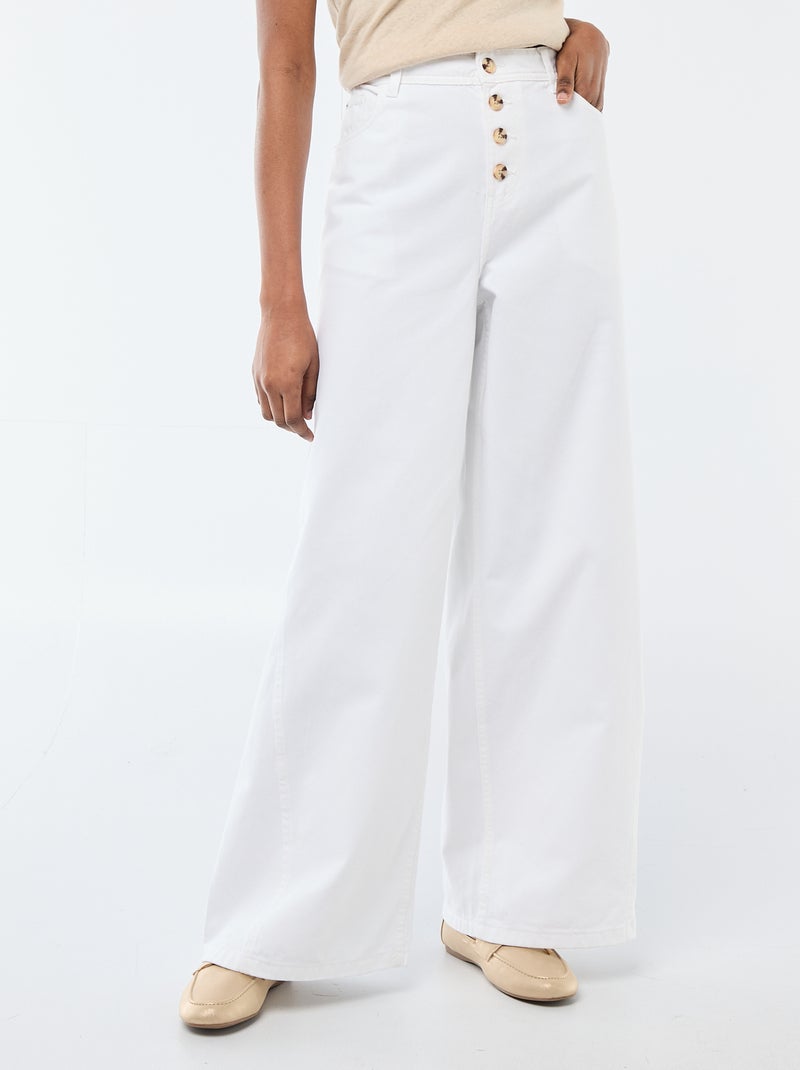 Pantalón vaquero palazzo con detalles Blanco - Kiabi