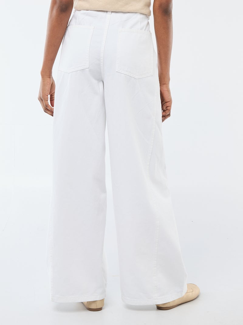 Pantalón vaquero palazzo con detalles Blanco - Kiabi