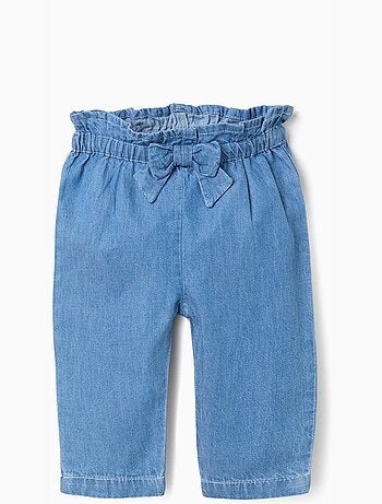 Pantalón vaquero paperbag con lazo decorativo