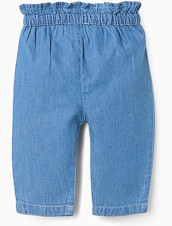 Pantalón vaquero paperbag con lazo decorativo