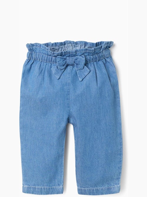 Pantalón vaquero paperbag con lazo decorativo - Kiabi