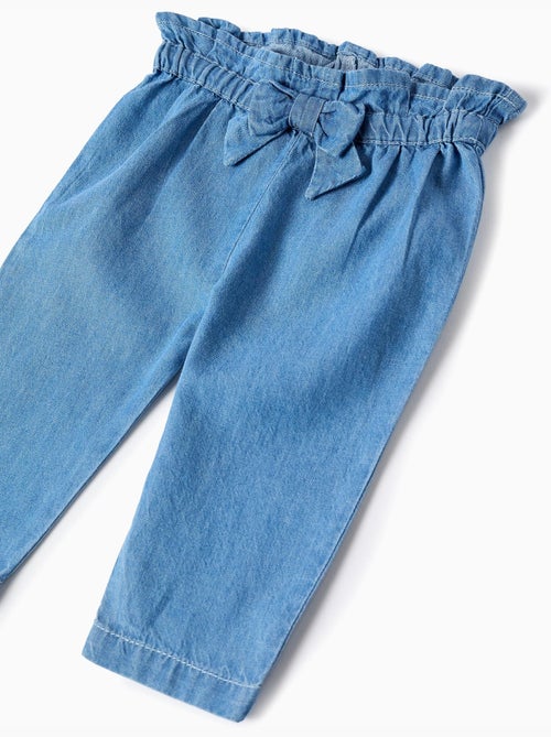 Pantalón vaquero paperbag con lazo decorativo - Kiabi