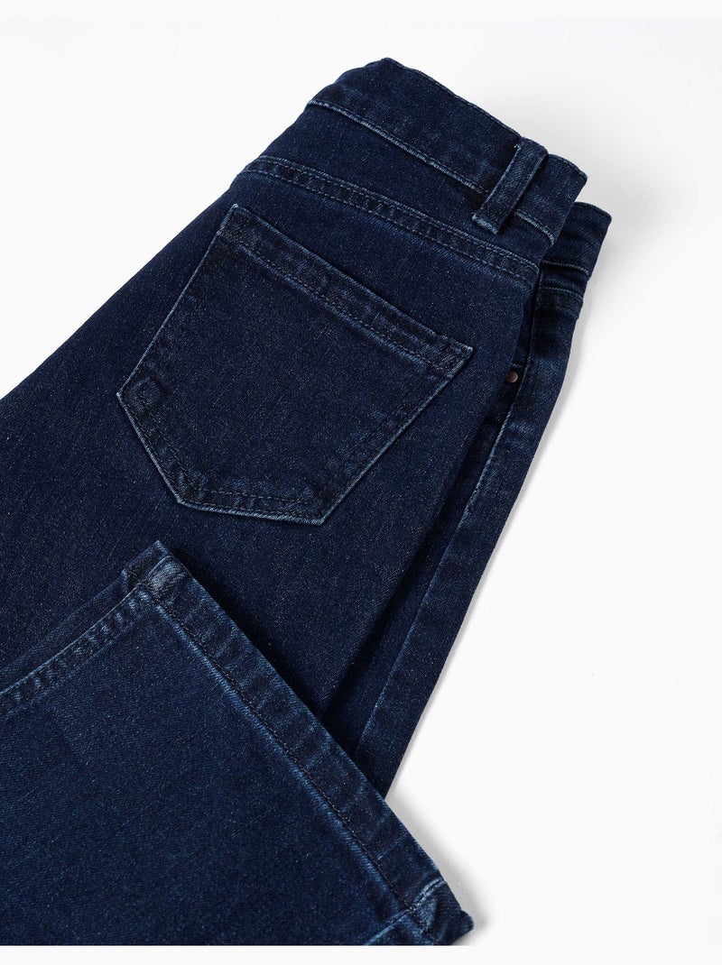 Pantalón vaquero recto con 5 bolsillos Azul oscuro - Kiabi