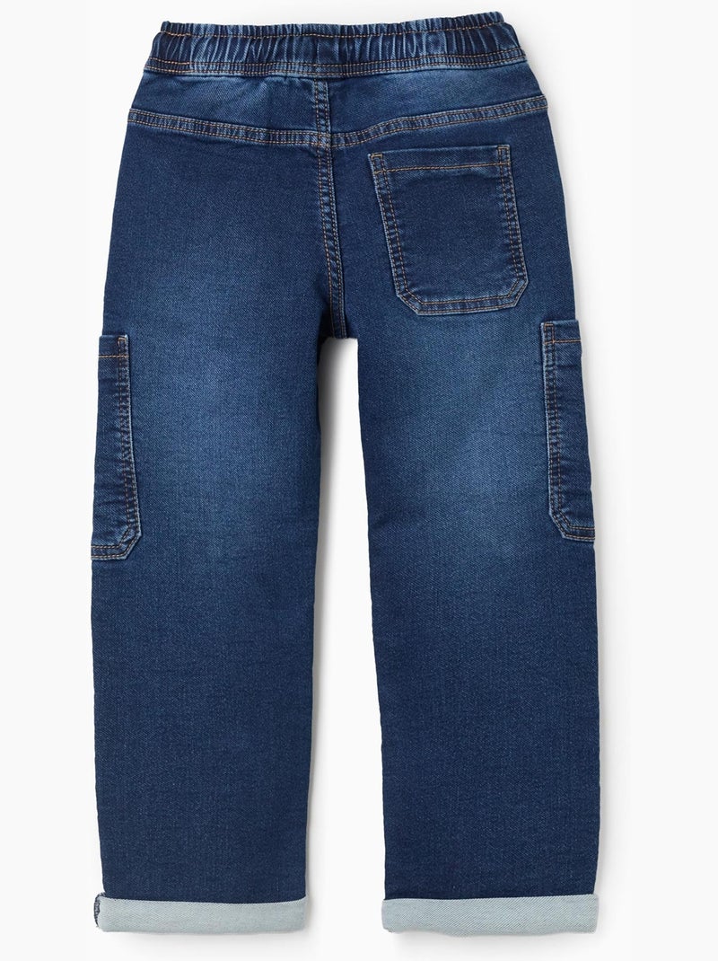 Pantalón vaquero recto con bolsillos cargo Azul Azul - Kiabi