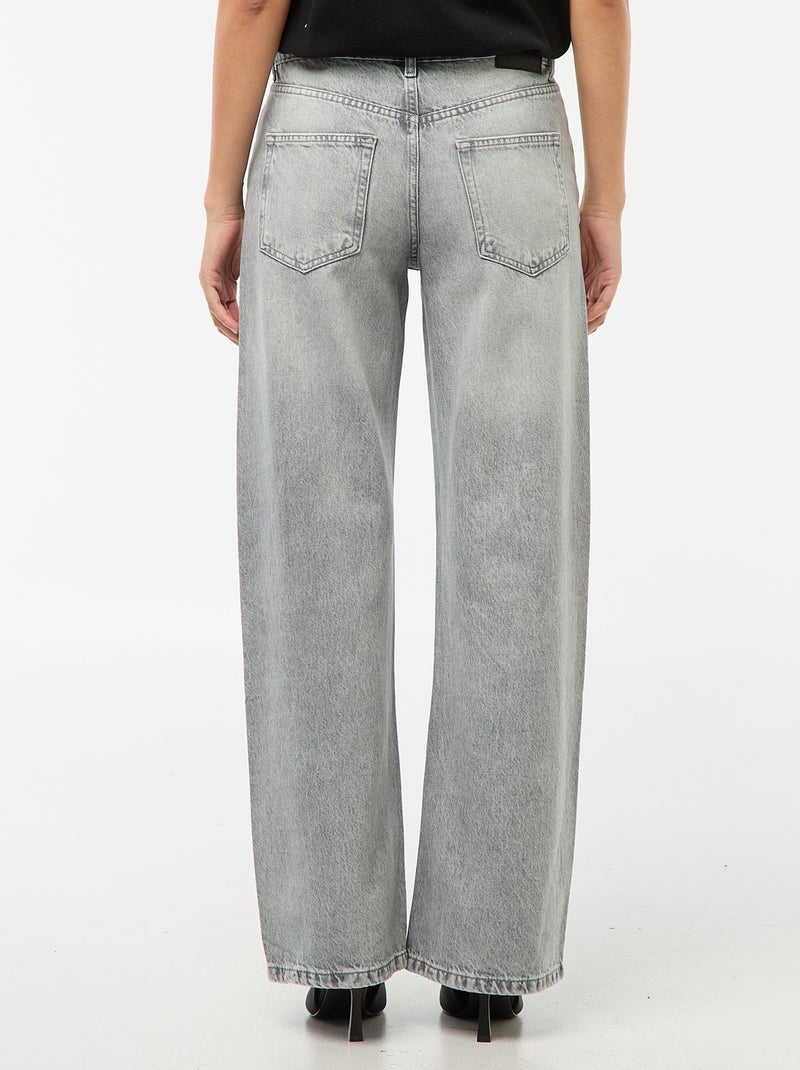 Pantalón vaquero recto con strass Gris - Kiabi