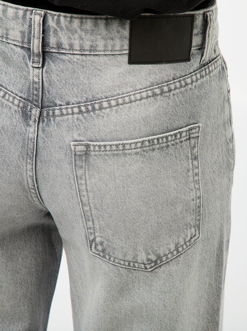 Pantalón vaquero recto con strass Gris - Kiabi