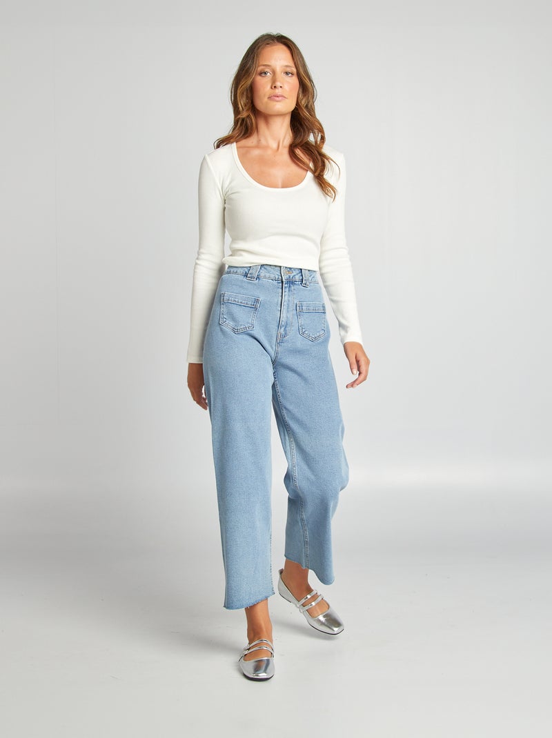 Pantalón vaquero wide leg - L28 AZUL - Kiabi