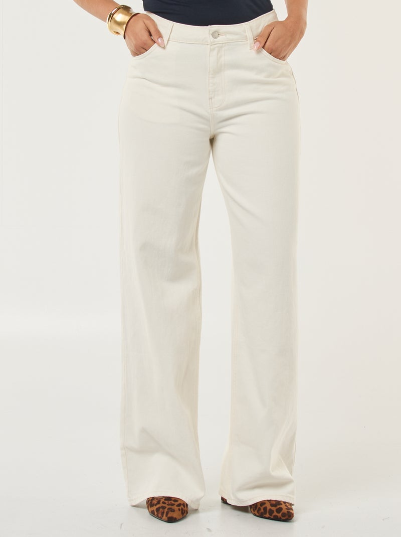 Pantalón vaquero wide leg  - L28 Blanco - Kiabi