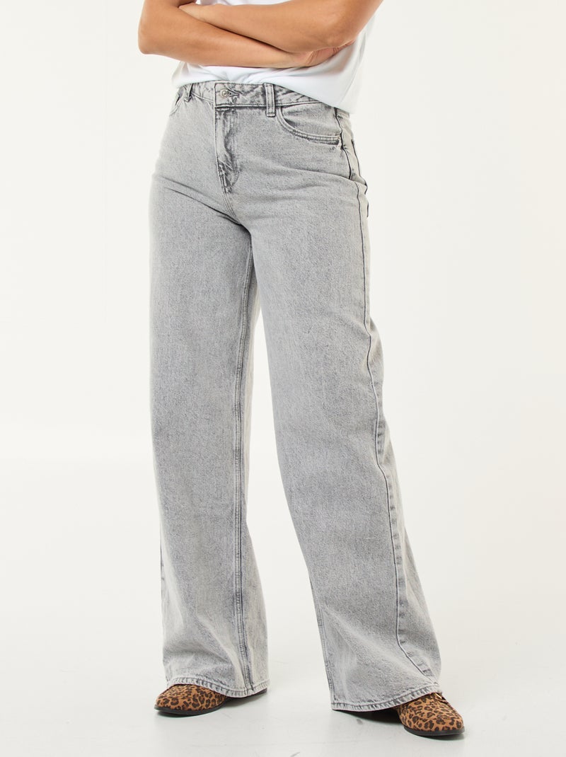Pantalón vaquero wide leg  - L28 Gris - Kiabi
