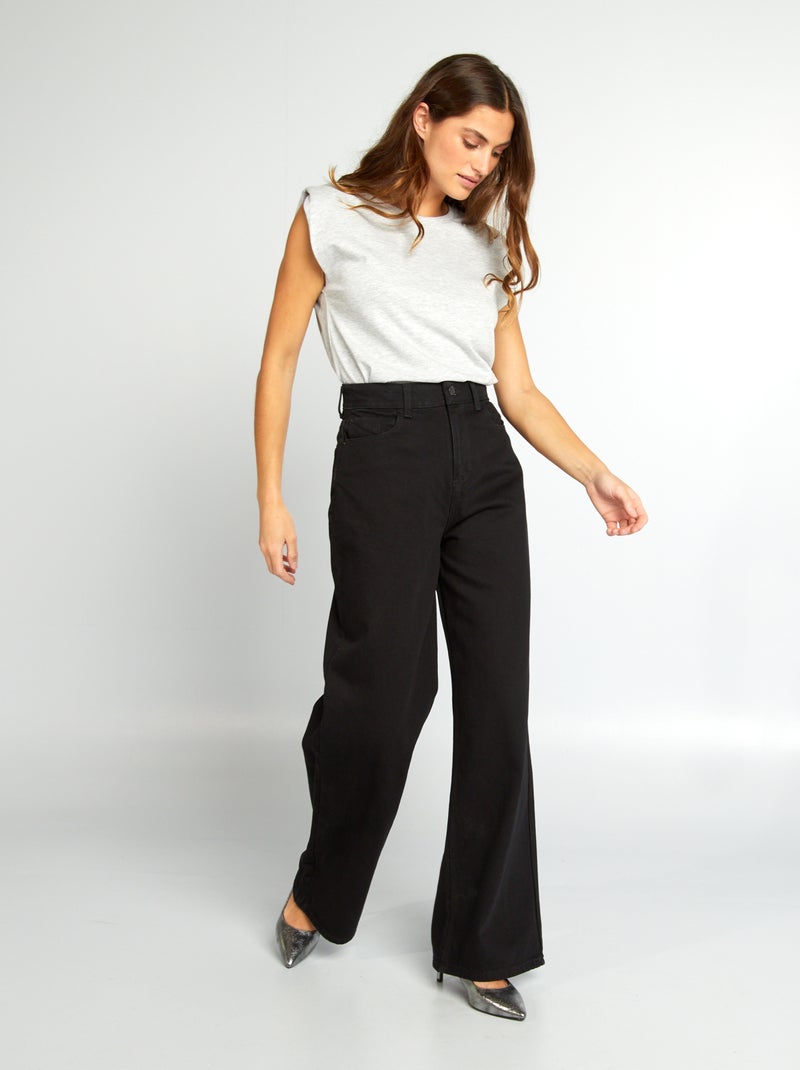 Pantalón vaquero wide leg  - L28 NEGRO - Kiabi