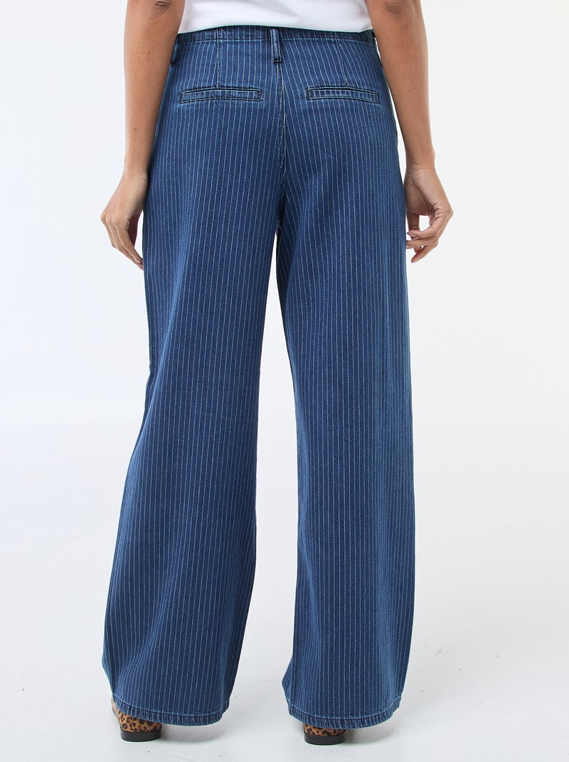 Pantalón vaquero wide leg a rayas Azul - Kiabi