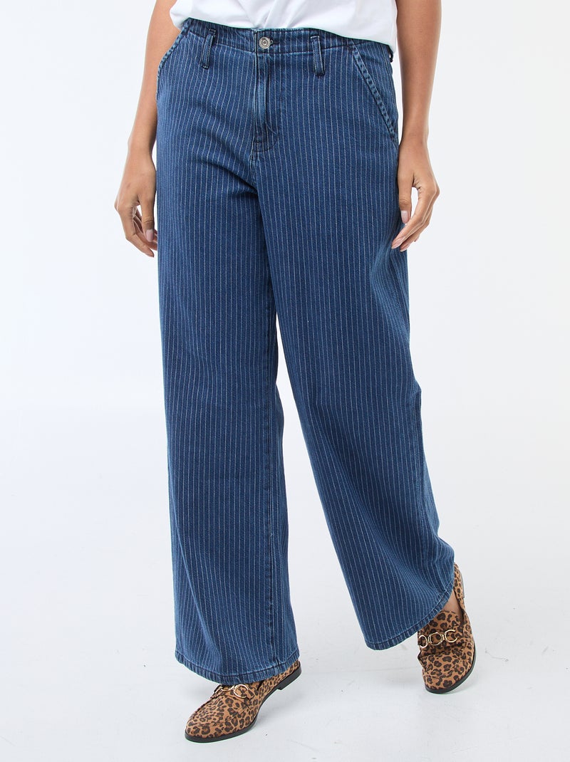 Pantalón vaquero wide leg a rayas Azul - Kiabi